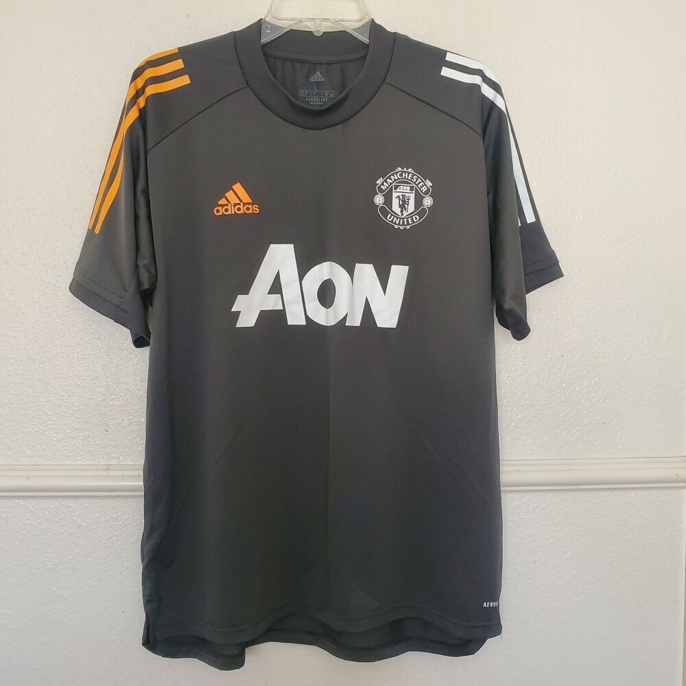 Adidas Manchester United Training Jersey Mens Large Carbon Grey AEROREADY Aon